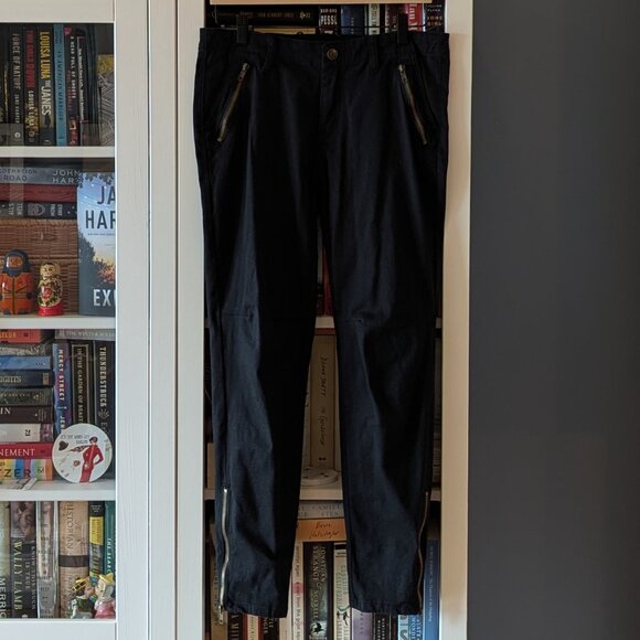 Black Ankle Pants with Zipper Details // Size 30 - Picture 1 of 7